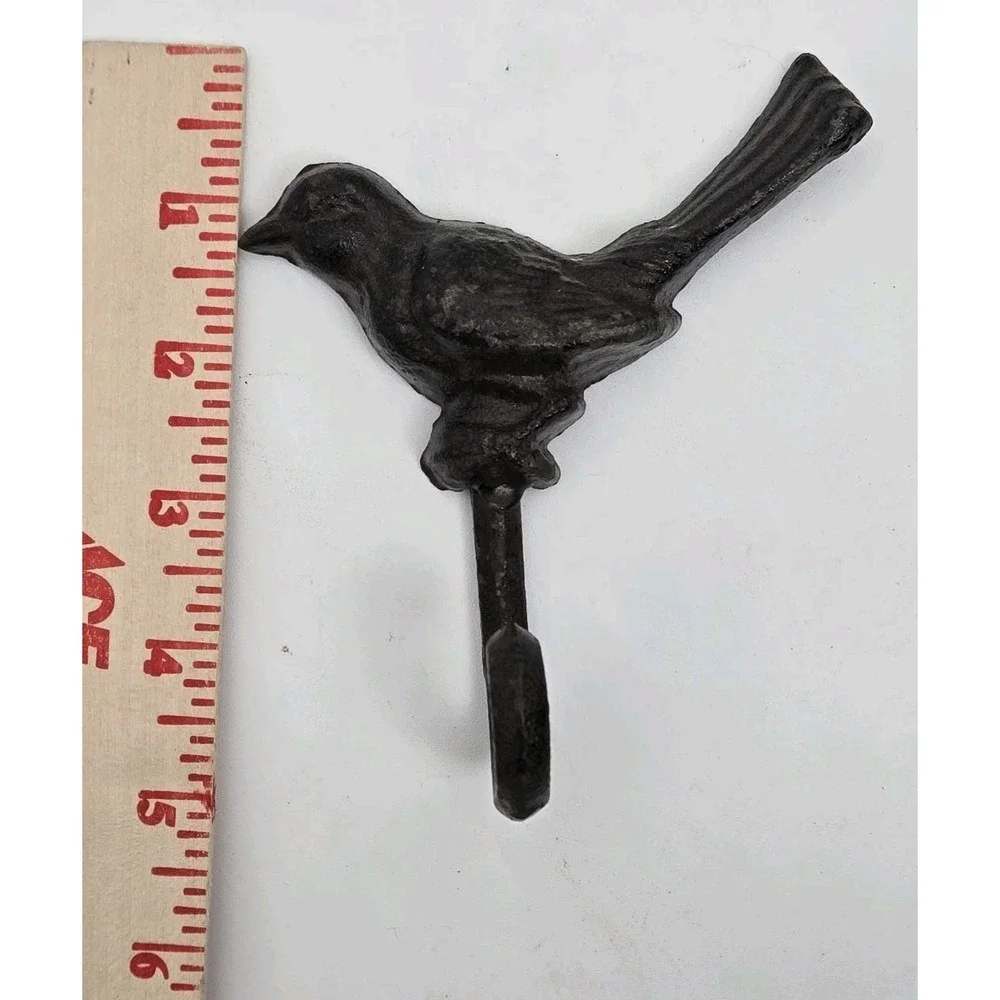 Bird Wall Hook Cast Iron Key Towel Coat Hanger Rustic‎ Farmhouse Decor Dk Brown